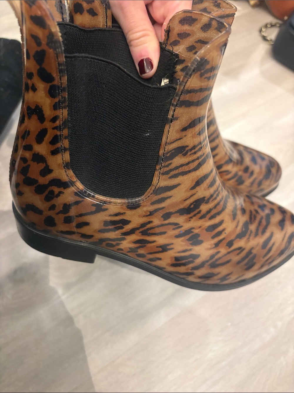 Leopard Print Chelsea Booties in Brown